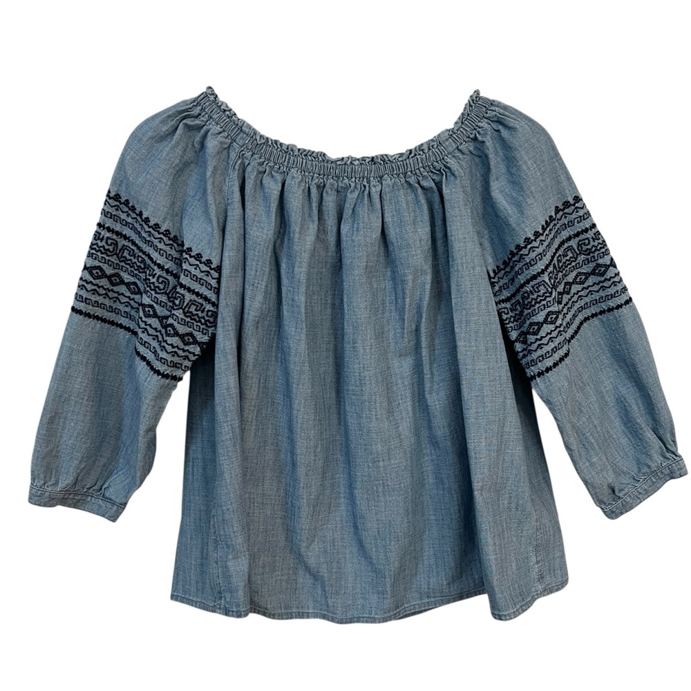 GAP denim blouse boho peasant style medium